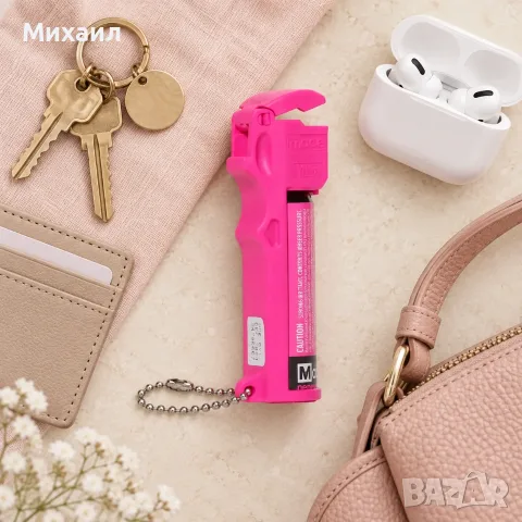 Дамски лютив спрей Mace Personal Pink – 10% OC, обхват до 3,65 м
