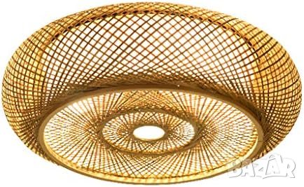 Таванна лампа от ратан естествен бамбук Полилей, снимка 8 - Лампи за таван - 34013589