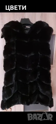 Елек от еко-кожа с косъм