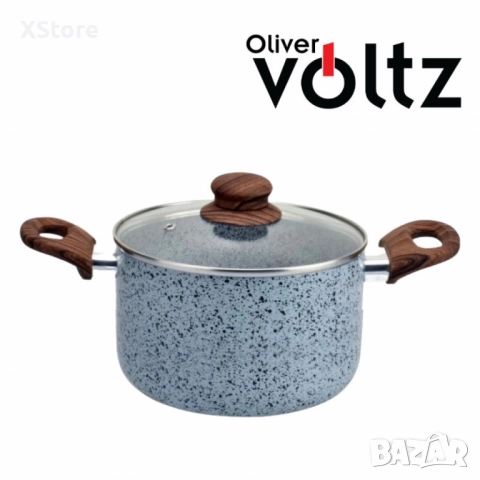 Тенджера Voltz Siena, Дълбока, Мраморно каменно керамично покритие, Светло сив, снимка 3 - Съдове за готвене - 52507525