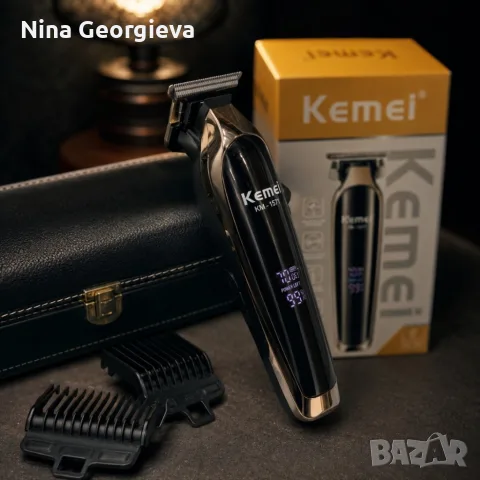 Професионална машинка Kemei KM-1571 - За коса и брада с LCD дисплей
