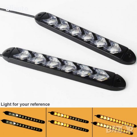 Дневни Светлини DRL с Мигачи- 9 LED /25см. 2 броя А-3574-6, снимка 2 - Аксесоари и консумативи - 39268214