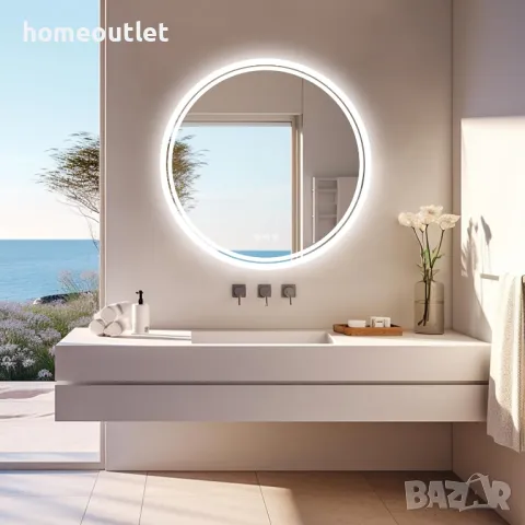 ПРОМОЦИЯ Огледало с кръгла форма и LED осветление LUVODI XMR-Y18-818-EU, снимка 2 - Огледала - 49676794