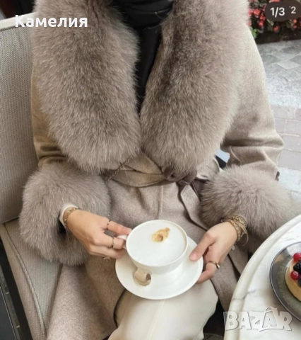 Палто с косъм от лисица