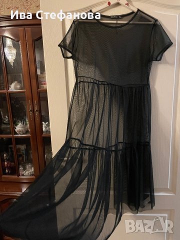 Черна нова плажна  дълга прозрачна тюлена тюл рокля , снимка 5 - Рокли - 40145306