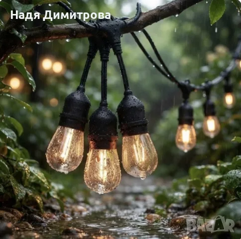 Градинска LED гирлянда 15 м с фасунги E27 – IP65, свързваща се, за външна употреба
, снимка 3 - Декорация за дома - 56129322