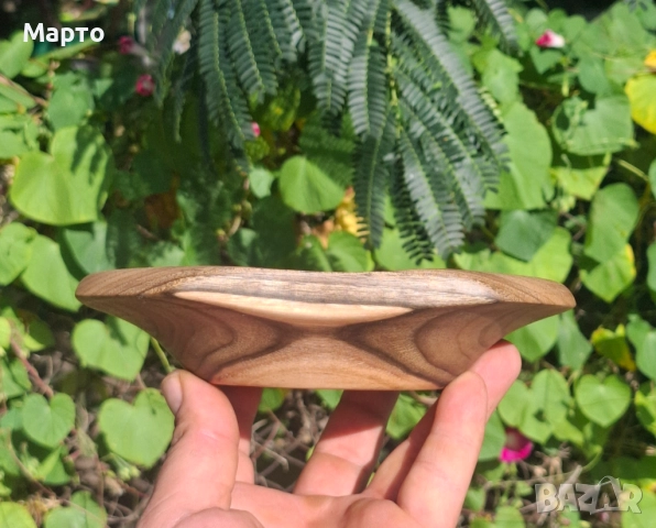Ръчно изработена купа от орех за ядки – уникална шарка, пчелна вакса, снимка 5 - Други - 51683605
