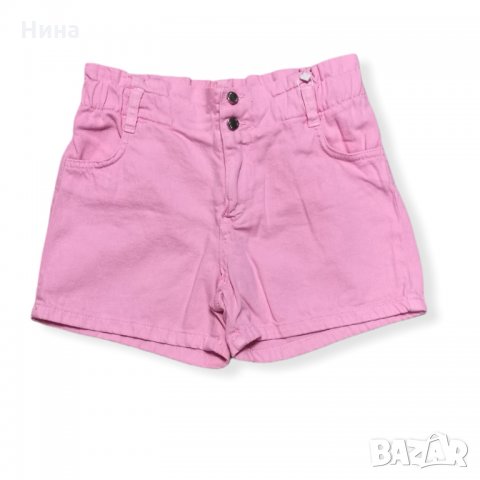 Къс дънков памучен панталон розов, снимка 1 - Детски къси панталони - 35736591