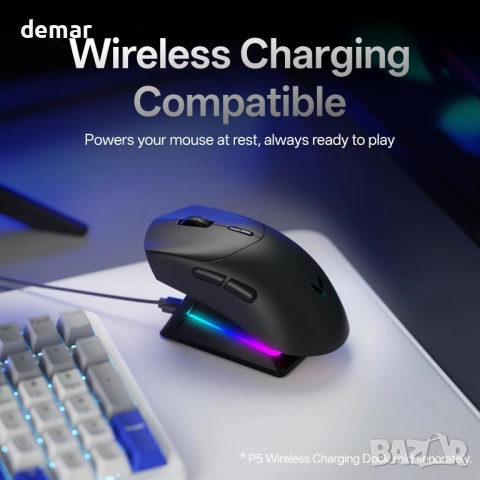 Безжична геймърска мишка Rapoo VT7 MAX, Nordic nRF54L15 MCU, снимка 7 - Клавиатури и мишки - 52706852