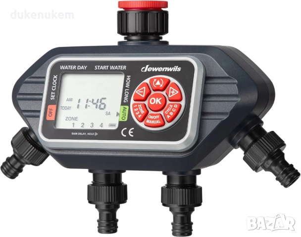 Програматор за напояване, таймер, 4 изхода, 16 индивидуални програми