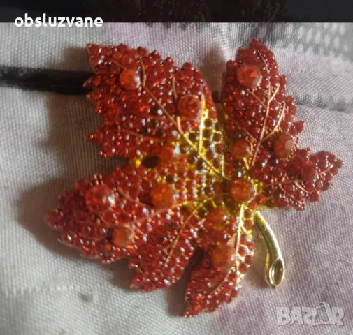 Уникална брошка Есенно листо, снимка 1