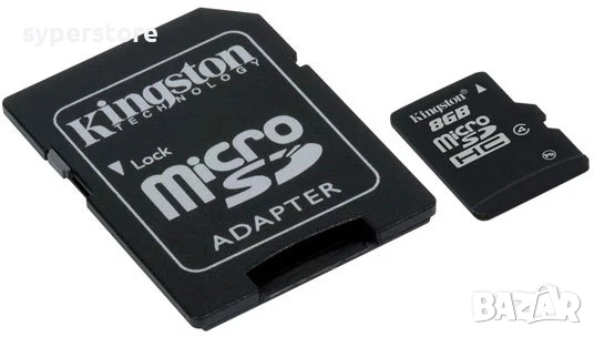 ФЛАШ КАРТА Micro SD 8 GB Kingston + адаптер за SD клас 4 MicroSD TF TransFlash