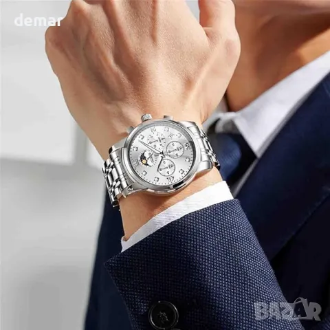 Мъжки многофункционален часовник OLEVS, водоустойчив с множество циферблати, снимка 3 - Мъжки - 49312328