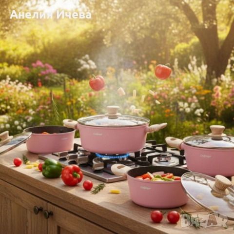 Cheffinger -розов комплект тенджери с мраморно покритие , снимка 3 - Съдове за готвене - 51891451