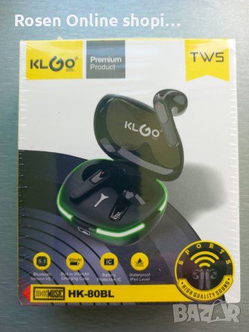 Безжични слушалки КLGO HK-80BL Pure BASS ,Bluetooth 5.1 Touch Control с кутия за безжично зареждане, снимка 6 - Безжични слушалки - 41038066
