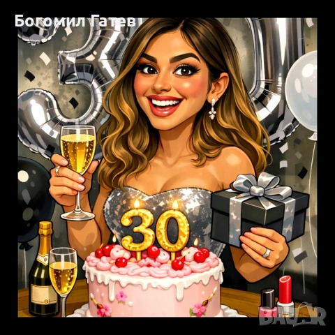 Карикатура за рожден ден – дигитален файл за принтиране, снимка 2 - Картини - 53761808