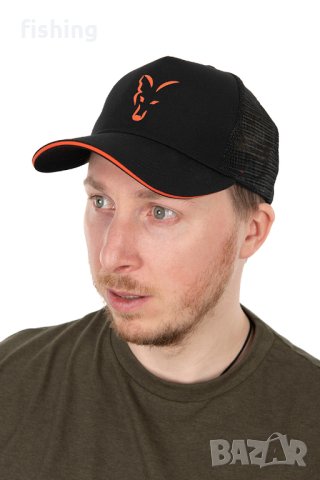 Шапка Fox Collection Trucker Cap Black & Orange, снимка 2 - Екипировка - 41388446