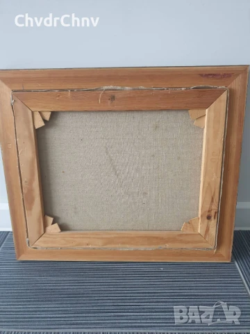 53х45см/малка стара картина масло върху платно/градски пейзаж/малка улица-къщи/дървена рамка, снимка 8 - Картини - 51192912