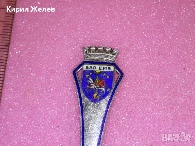 BAD EMS СТАРА НЕМСКА КОЛЕКЦИОНЕРСКА ЕМАЙЛИРАНА СРЕБЪРНА ЛЪЖИЧКА За КАФЕ СРЕБРО 800 RFK ПРОБА 42989, снимка 6 - Колекции - 44376185