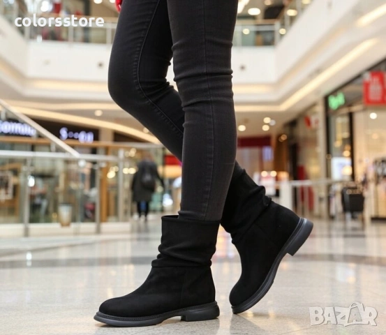 Равни боти - черен велур - BNS8 