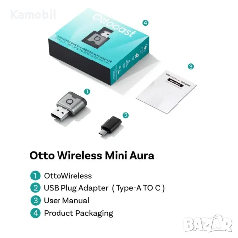 Адаптер Carplay Wireless OTTOCAST CA530-T Mini Aura 2026, снимка 4 - Аксесоари и консумативи - 55785804