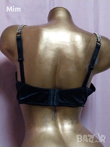 Ulla Popken 110 D Черен сутиен с бродерия , снимка 4 - Бельо - 53689367