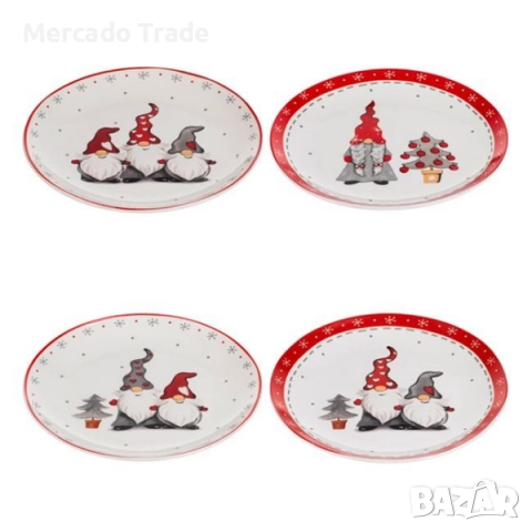 Коледен комплект Merkado Trade, 4бр.,Чинии за сервиране, Гноми , снимка 2 - Сервизи - 38552046