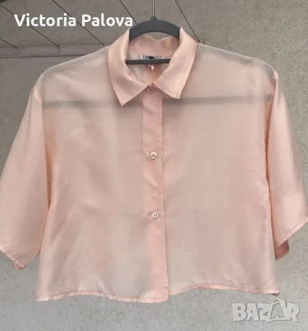 Бутикова блуза кроп FASHIONFRONT ROW 100% коприна, снимка 3 - Корсети, бюстиета, топове - 49570441