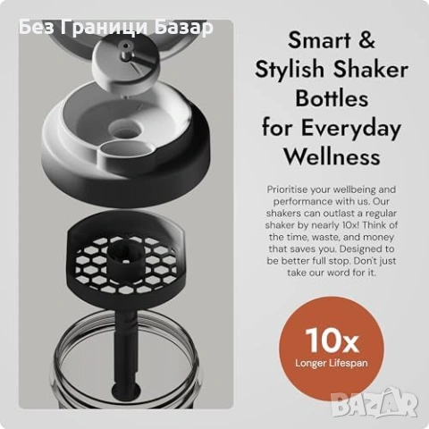 Нов Премиум протеинов шейкър 600 мл – непропусклив, без миризми, черен, снимка 5 - Други - 53698513