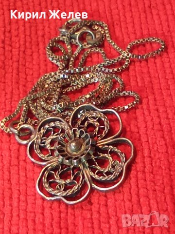 СТАРИНЕН ФИЛИГРАНЕН СРЕБЪРЕН МЕДАЛЬОН ЧЕТИРИЛИСТНА ДЕТЕЛИНА с ВЕРИЖКА от СРЕБРО 925 РЕТРО БИЖУ 34432, снимка 3 - Антикварни и старинни предмети - 39471413