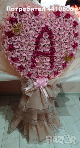 Ръчно изработен букет, сърцевиден шедьовър от 139 сапунени рози , снимка 7 - Други - 53658128