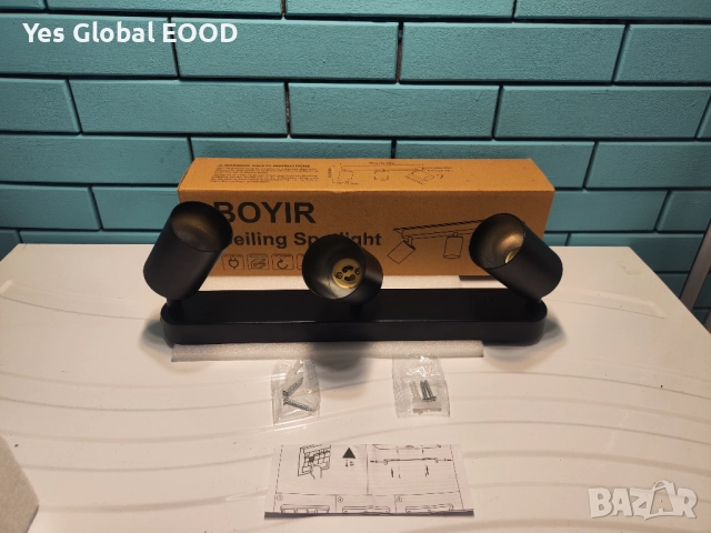 Таванен спот 3 светлини GU10 с въртящи се глави черен, снимка 9 - Лампи за таван - 52814252