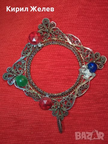 СТАРИННО СРЕБЪРНО УКРАШЕНИЕ ФИЛИГРАННО СРЕБРО ВИСОКА ПРОБА със ЗАЛЕПЕНИ по НЕГО СТАРИ КАМЪНИ 29137, снимка 17 - Антикварни и старинни предмети - 41638188