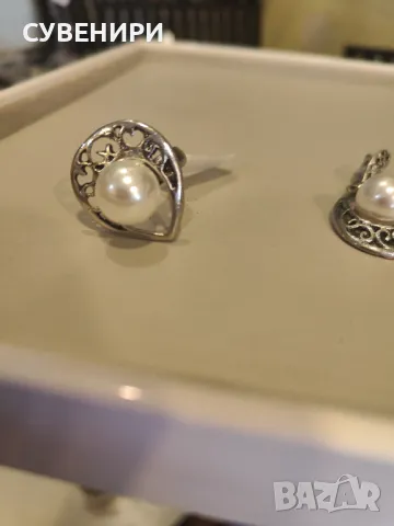 Винтидж Обеци с пръстен, снимка 3 - Бижутерийни комплекти - 48339409