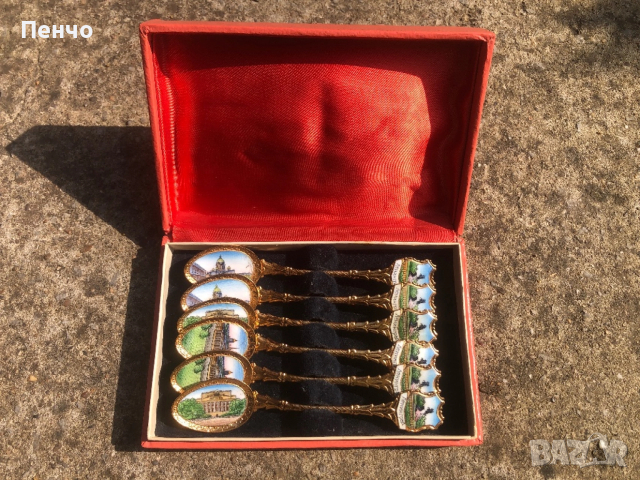 стари руски лъжички с позлата и емайл - СССР