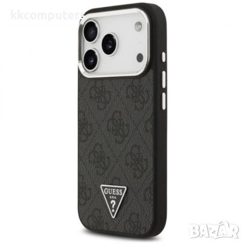 Оригинален кейс Guess 4G Triangle Metal Logo MagSafe, За iPhone 17 Pro Max (6.9), Черен, снимка 5 - Резервни части за телефони - 51825687