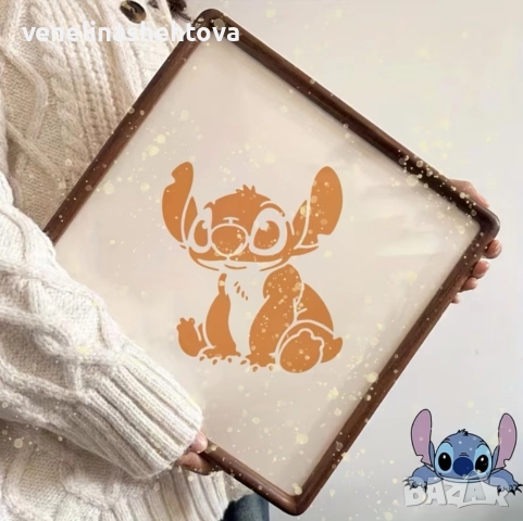 4 броя Стич шаблон стенсил декорация торта скрапбукинг текстил дърво , снимка 4 - Други - 52770111