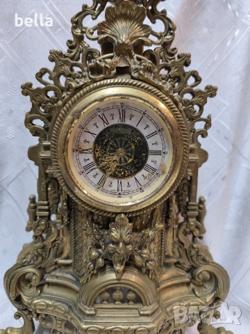 Масивен немски брoнзов  настолен часовник Рококо стил (West Germany), снимка 3 - Антикварни и старинни предмети - 53220725