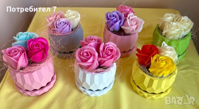 Кашпи с ароматни сапунени рози, снимка 6 - Подаръци за жени - 44222905