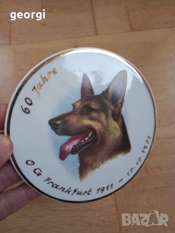 порцеланов плакет немска овчарка , снимка 2 - Антикварни и старинни предмети - 44213186