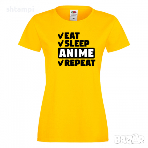 Дамска тениска Anime,Eat,Sleep,Anime,Repeat,Ядене,Спане,Подарък, снимка 7 - Тениски - 36420002