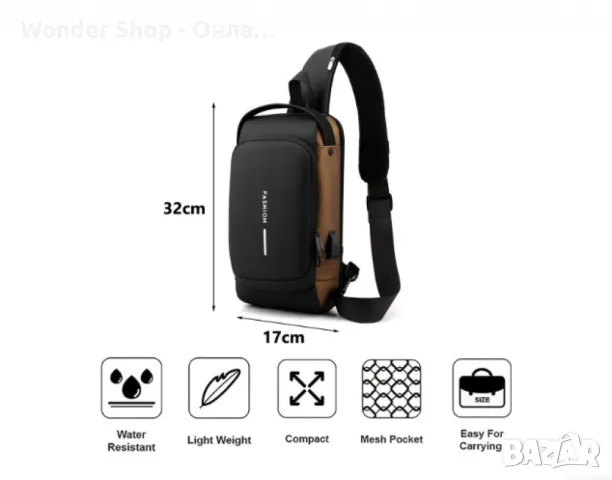🎒 Мъжка crossbody чанта – Практичност, сигурност и модерни технологии! 🎒, снимка 4 - Чанти - 50265438