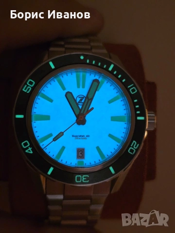 Zelos Swordfish 40mm SS Frost Full Lume, снимка 4 - Мъжки - 53827195