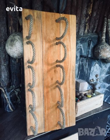 Елегантна стойка за 2–10 бутилки вино – кожа или премиум въже, снимка 6 - Други - 33842597