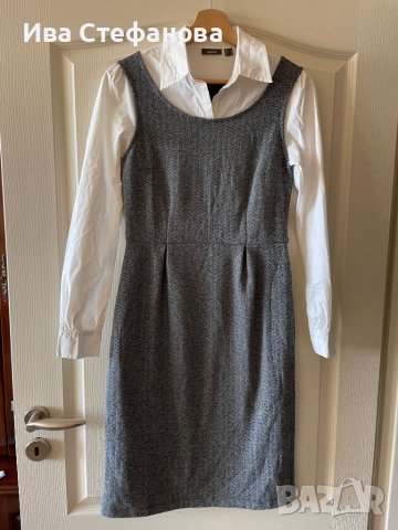 Комбинирана елегантна  рокля MEXX с бяла риза елегантна изчистена колежански училищен стил , снимка 16 - Рокли - 39721243