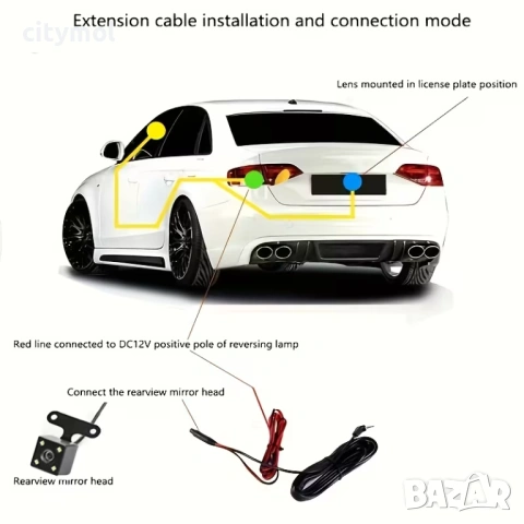 Камера за задно виждане, 4 LED, IP68 водоустойчив, 6 м кабел, 5 pin, снимка 2 - Аксесоари и консумативи - 53387372