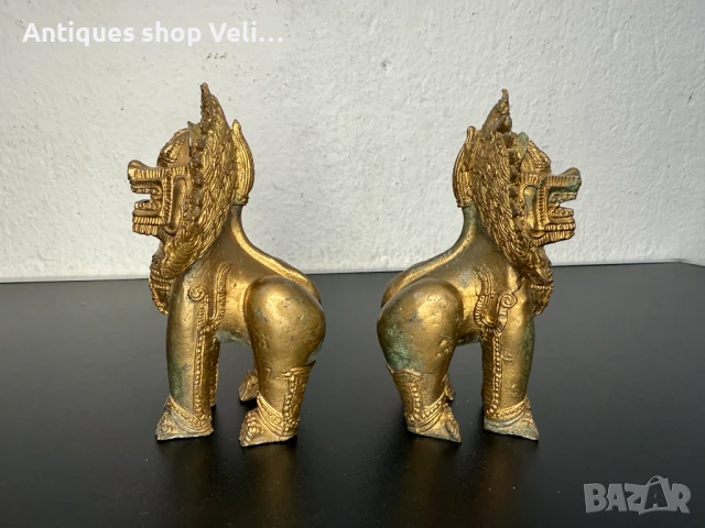 Китайски бронзови кучета Foo dog №7236 , снимка 3 - Антикварни и старинни предмети - 51094561