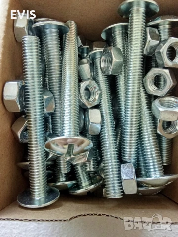 Болтове с полуобла глава и широка периферия Zn, PZ,М8х70 +гайки – 50 броя 🔩