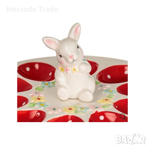 Великденска керамична чиния Mercado Trade, За 10бр. яйца, Зайче, снимка 2 - Декорация за дома - 44826319