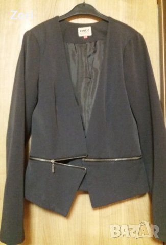 УНИКАЛНО спортно-елегантно сако в цвят графит с цип, снимка 3 - Сака - 42618111